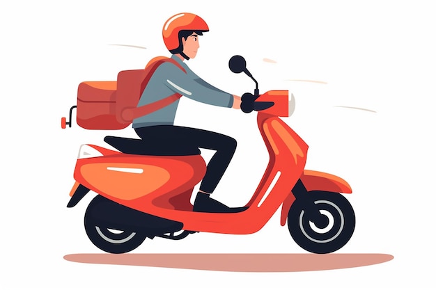 Homme à moto en illustration vectorielle plane