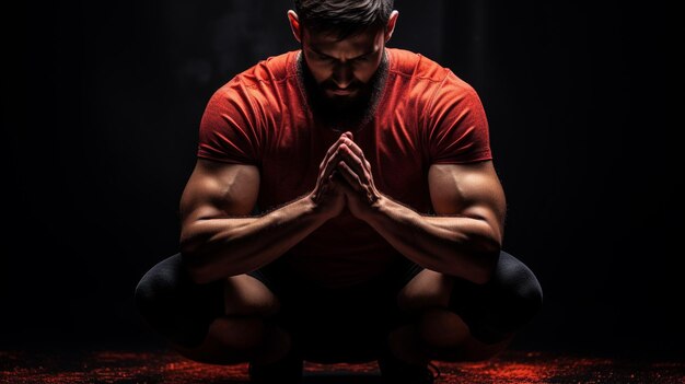 Photo l'homme musculaire méditation hd 8k papier peint stock photo image