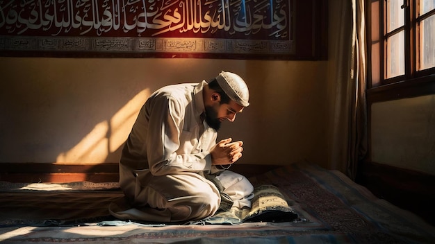 Un homme musulman en train de prier