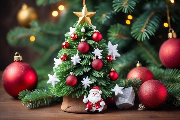 Homme de neige et décoration d'arbre de Noël arrière-plan ou bannière de vacances de saison