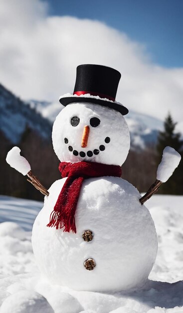 Homme de neige avec des éléments créatifs de neige d'hiver