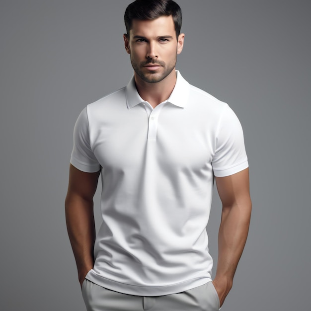 Homme net et net dans un t-shirt polo blanc