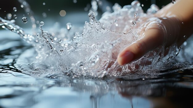 Un homme nettoie les mains avec de l'eau vue rapprochée