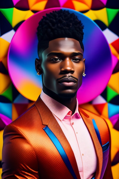 Homme noir africain et modèle noir avec fond coloré