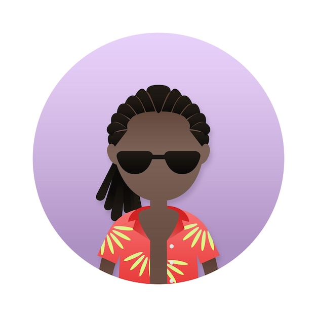 Un homme noir avec des dreadlocks avatar transparent en png