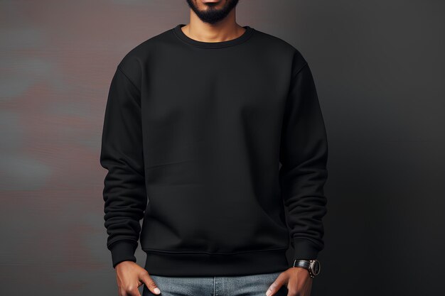 Photo un homme noir portant un sweat-shirt sur un fond sombre