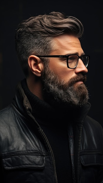 Homme occidental avec une barbe touffue portant des lunettes