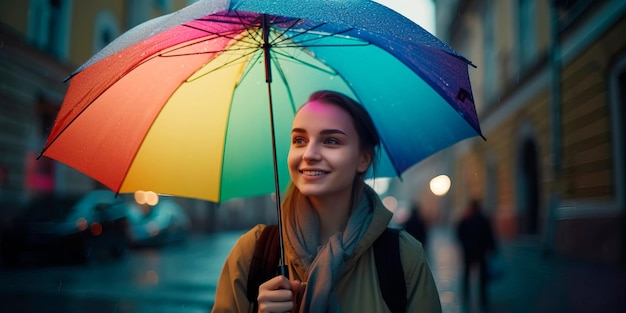 Homme avec un parapluie en signe de solidarité avec la fierté Lgbtq Generative AI