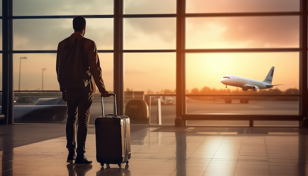 Homme partant en voyage d'affaires au concept d'entreprise de l'aéroport