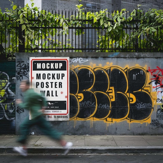 Photo un homme passe devant un mur avec des graffitis dessus