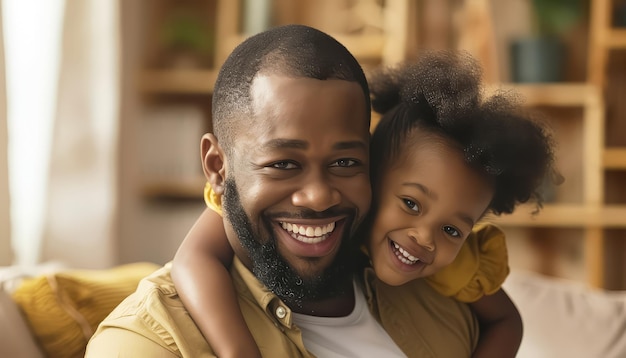 Un homme et une petite fille sourient à la caméra.