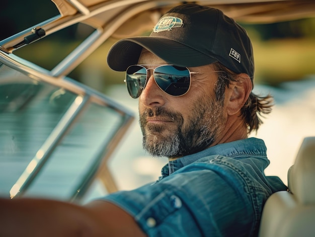 Photo un homme pilotant un speedboat