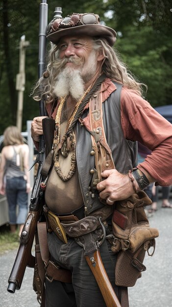 un homme avec un pistolet et un pistolet à la main