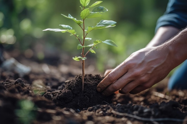 Un homme plantant des arbres ou travaillant dans le jardin Concept d'engagement communautaire Generative AI