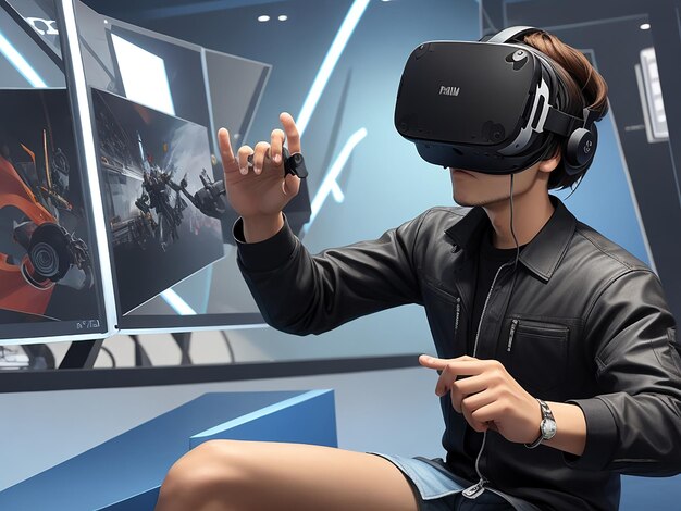 homme plein plan expérimentant la réalité virtuelle