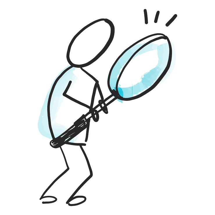Photo un homme de png effectuant une recherche avec une loupe.