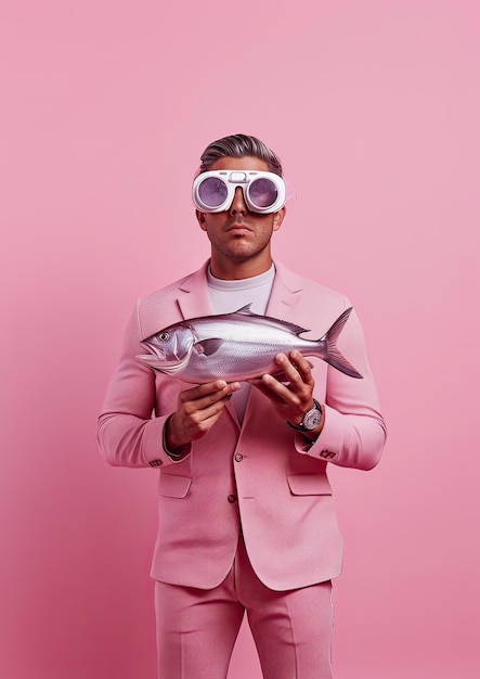 Photo l'homme et le poisson créés avec l'intelligence artificielle