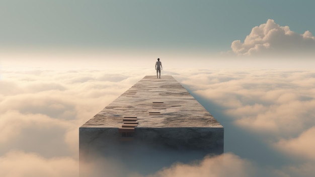 L'homme sur le pont au-dessus des nuages Une installation conceptuelle Art dans Pet