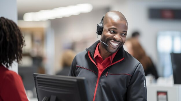 Un homme portant un casque parle à une femme