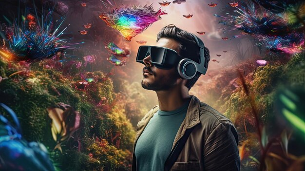 Un homme portant un casque de réalité virtuelle