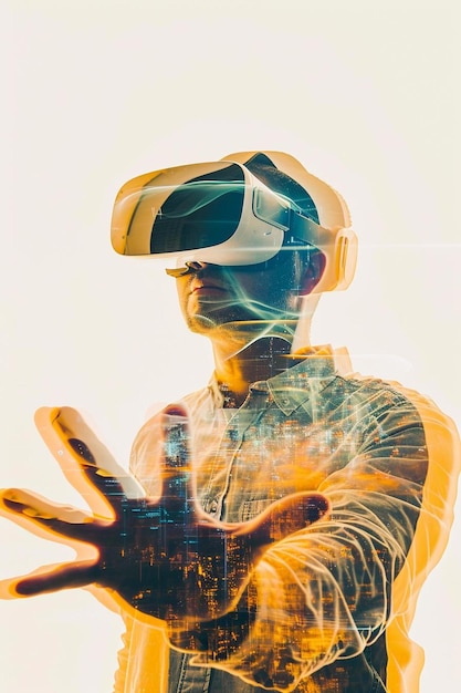 un homme portant un casque de réalité virtuelle