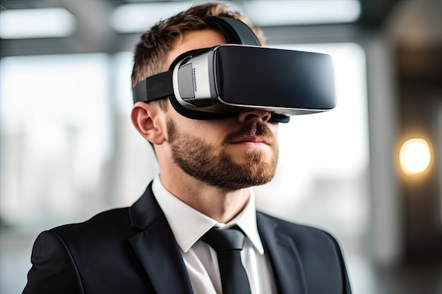 Un homme portant un casque de réalité virtuelle