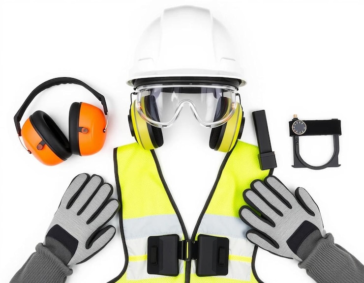 Photo un homme portant un casque de sécurité et des lunettes de protection avec le mot b dessus