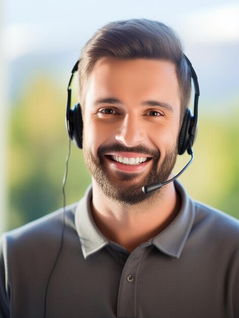 Photo un homme portant un casque avec un sourire sur le visage