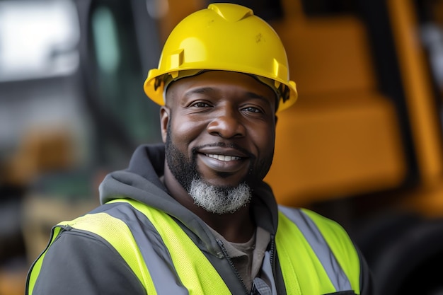 Un homme portant un casque et une veste jaunes