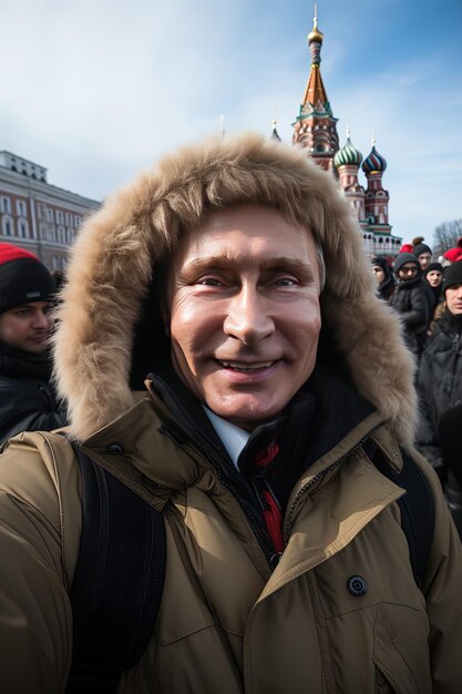 Photo un homme portant un chapeau de fourrure avec le mot dessus