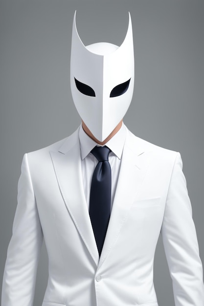 Un homme portant un costume blanc avec un masque