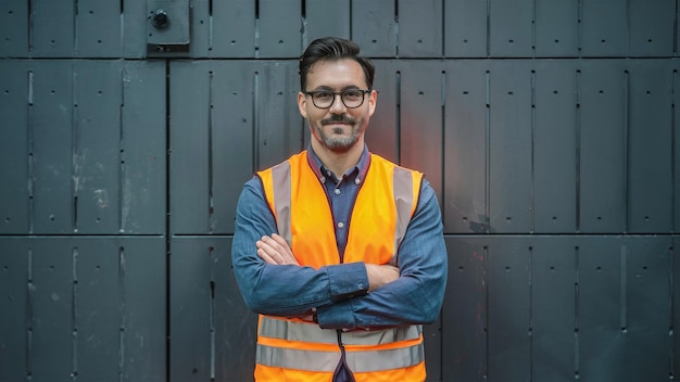 un homme portant un gilet orange avec le mot " im " dessus