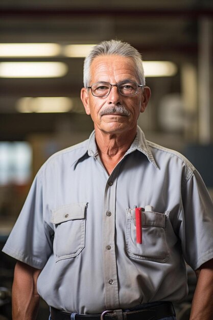 Photo un homme portant des lunettes et une chemise avec un stylo rouge dans sa poche