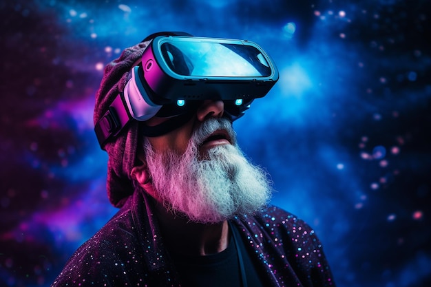 Homme portant des lunettes de réalité virtuelle Generative By Ai