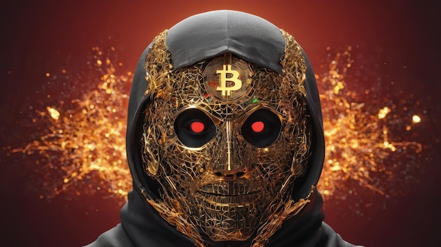 Un homme portant un masque Bitcoin
