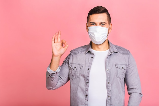 Homme portant un masque hygiénique pour prévenir les infections, les maladies respiratoires aéroportées telles que la grippe