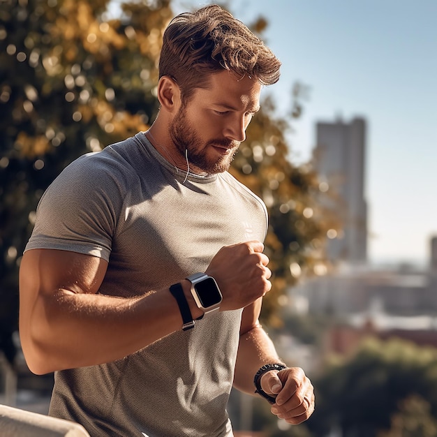 Un homme portant une montre de fitness