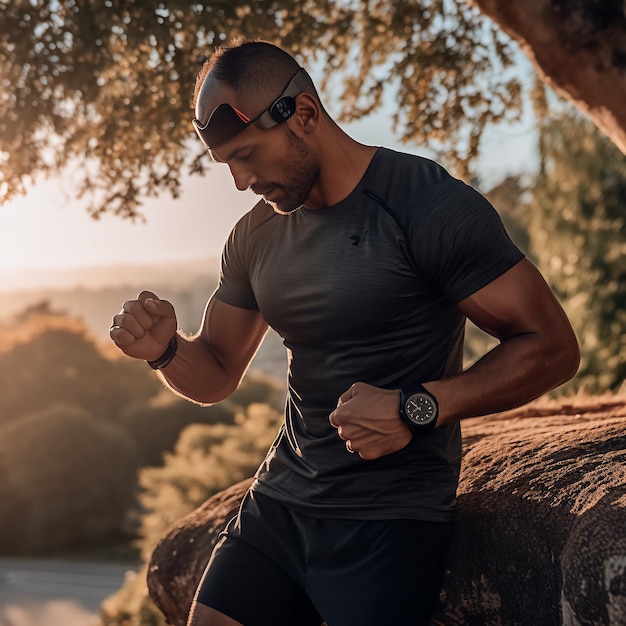 Un homme portant une montre de fitness