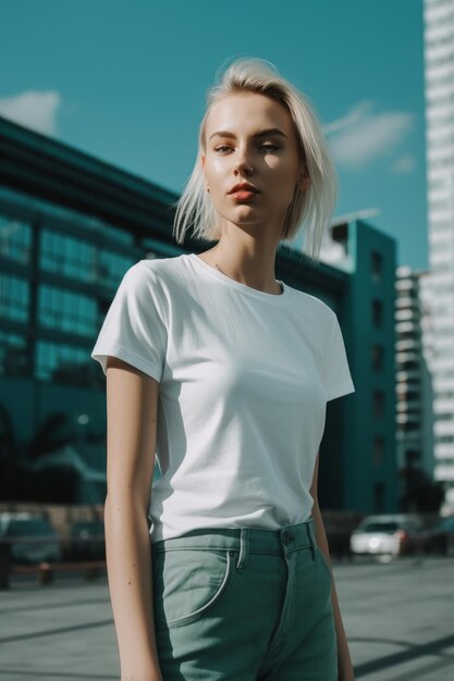 Homme portant un t-shirt blanc