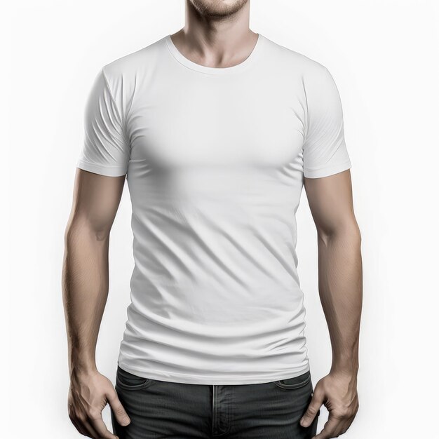 Un homme portant un tee-shirt blanc