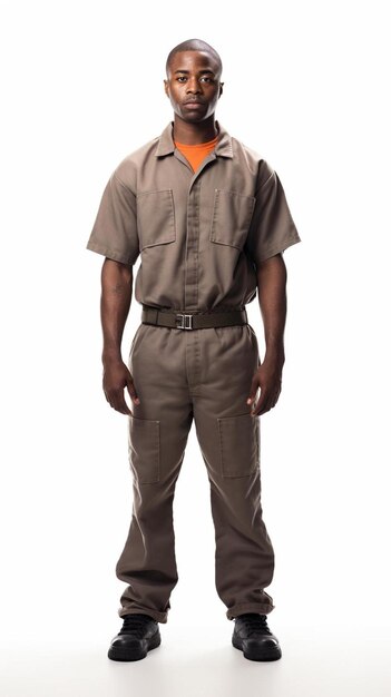 Photo un homme portant un uniforme qui dit que l'homme porte une chemise orange