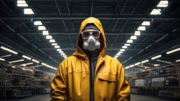 un homme portant une veste jaune et des lunettes