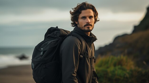 Photo un homme porte un sac à dos à la gare