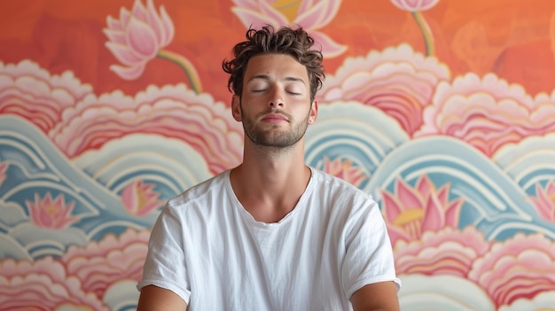 Un homme en posture de méditation sereine