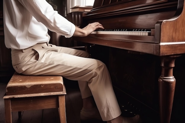 homme pratiquant avec le piano