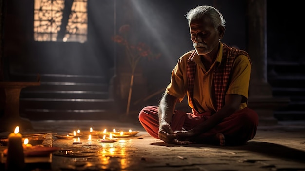 Homme de prière dans le temple