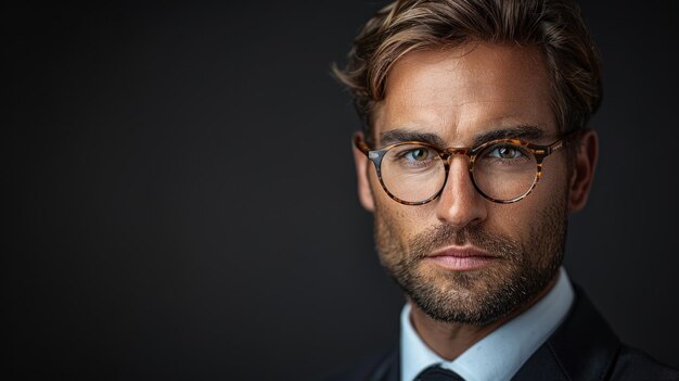 Homme professionnel en tenue formelle portant des lunettes