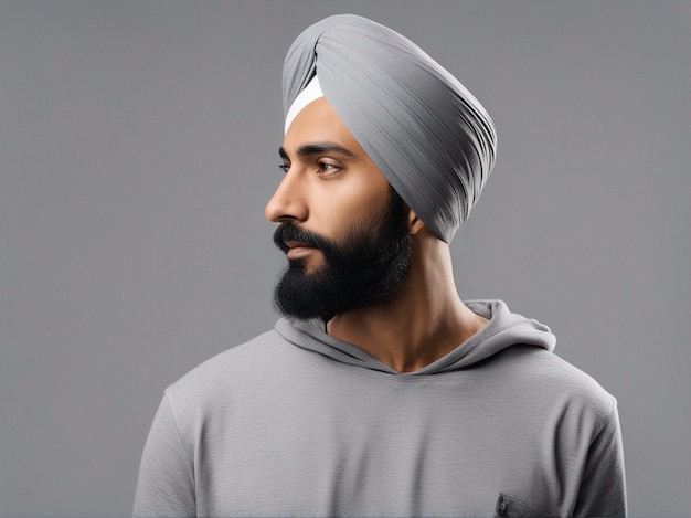 Photo homme punjabi turban avec une longue barbe