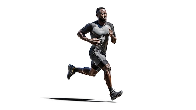 Un homme qui court avec une chemise qui dit " courir " dessus.