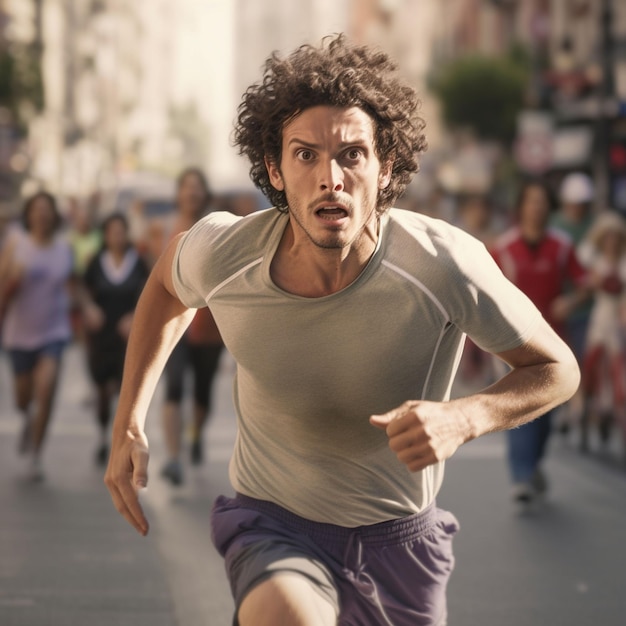 Photo un homme qui court sur une piste